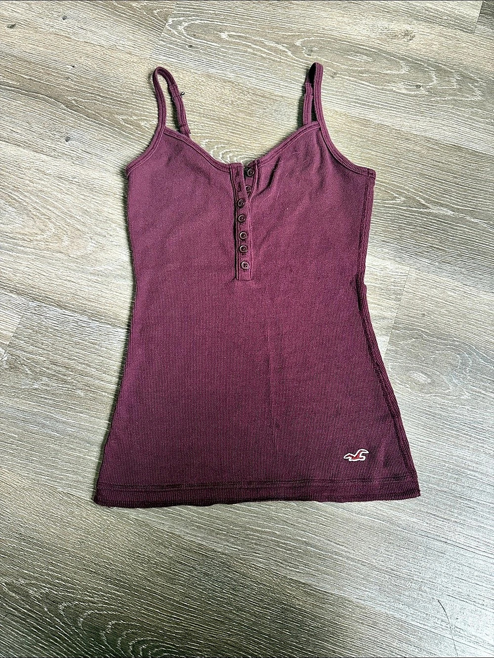 Hollister Button Front Ribbed Tank Top Purple